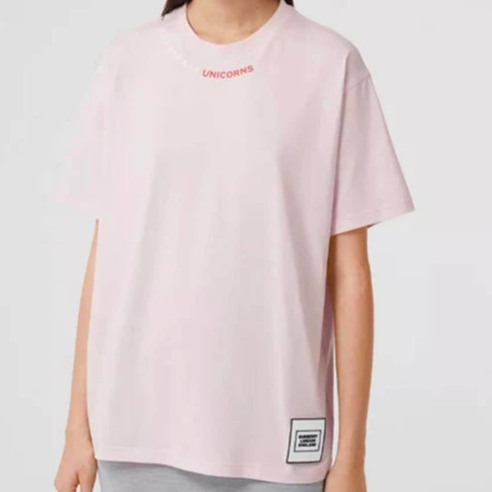 Burberry Unicorns Logo Oversized Pink T-Shirt Size Small